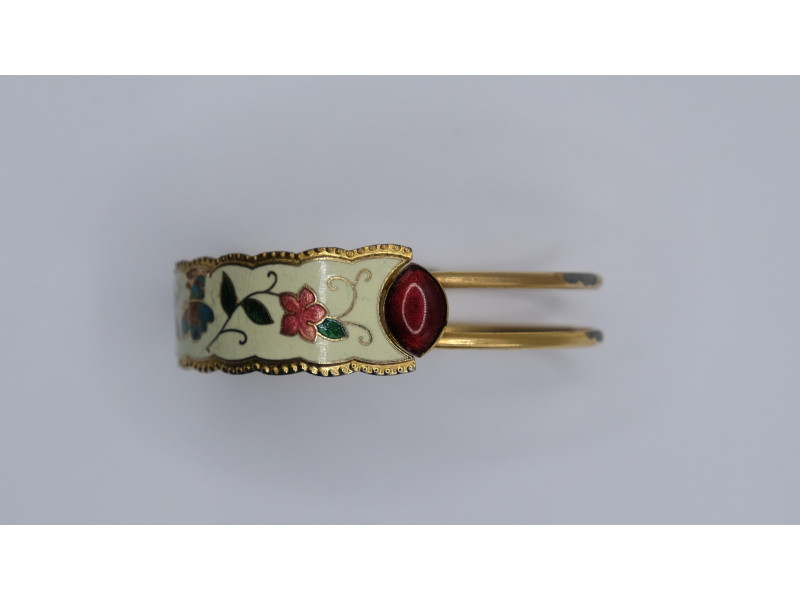 Vintage English Cloisonné Cuff Bracelet
