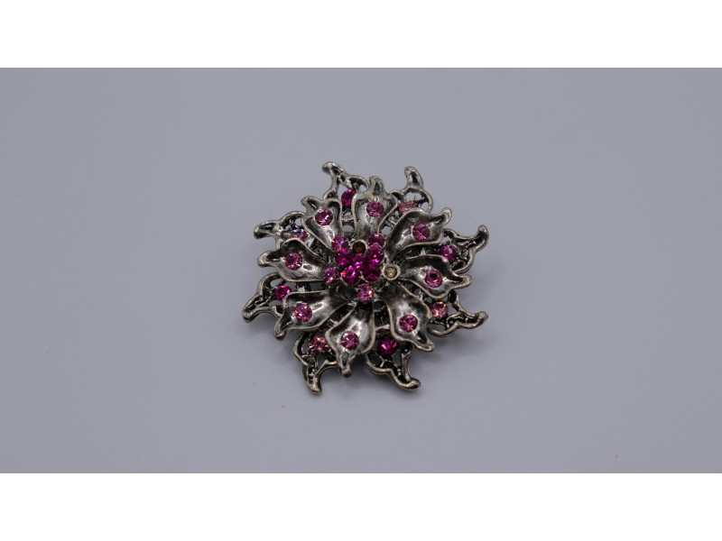 Vintage Floral Crystal Brooch