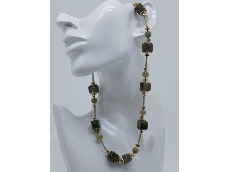 Natural Green Garnet & Gold Hematite Necklace