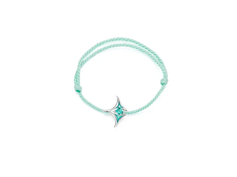Original S925 Sterling Silver Manta Ray Adjustable Cord Bracelet