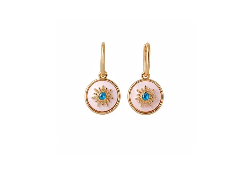 24k Gold-Plated Round Mother of Pearl Flower Ear Cuffs