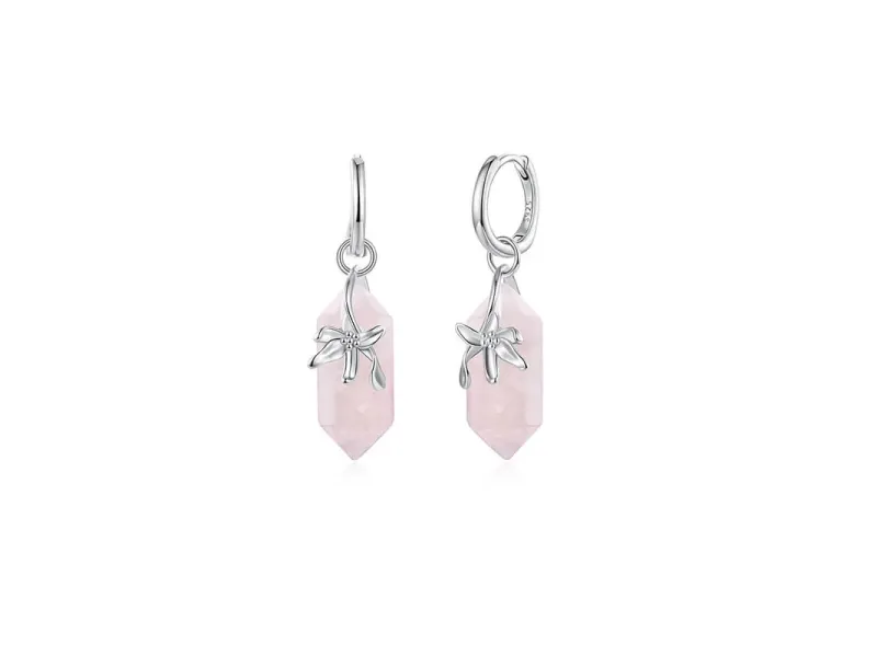 Original Floral Rose Quartz Ear Cuffs in S925 Sterling Silver