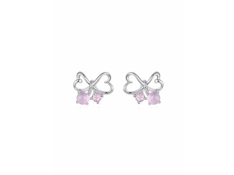 Pink Bow Earrings in 925 Sterling Silver