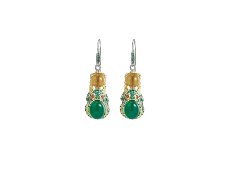 S925 Sterling Silver Earrings with Zirconia Crystal Agate