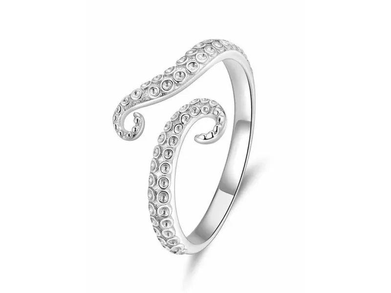 Original Octopus Tentacle Ring - Copper Plated White Gold