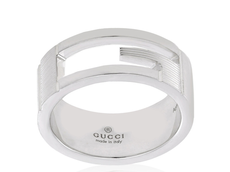 Gucci Sterling Silver Band Ring Size 8