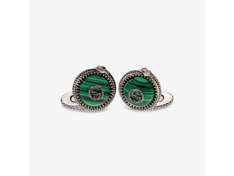 Gucci Garden Men's Sterling Silver Green Cufflink