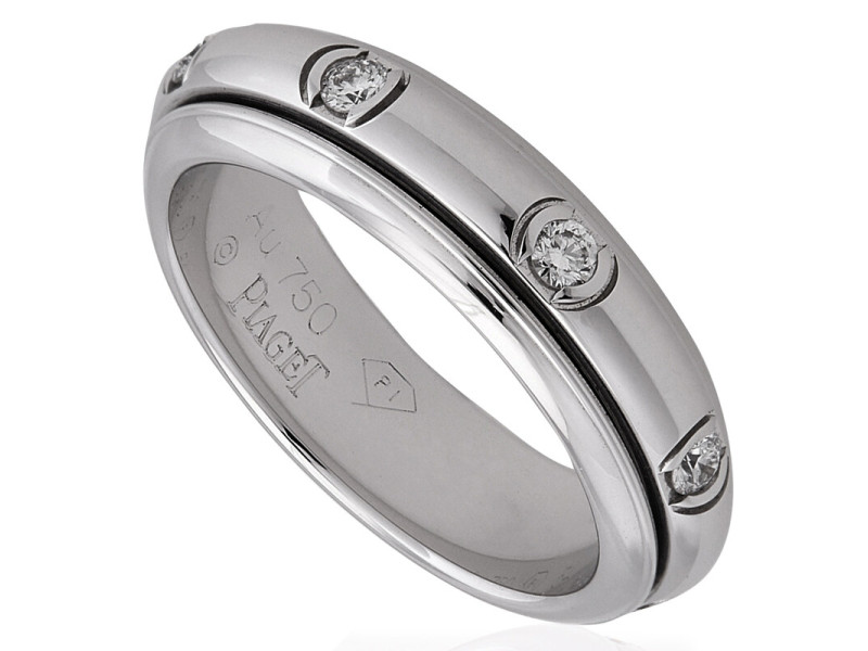 Piaget Possession 18k White Gold 0.30 CT Diamond Ring, Size 54