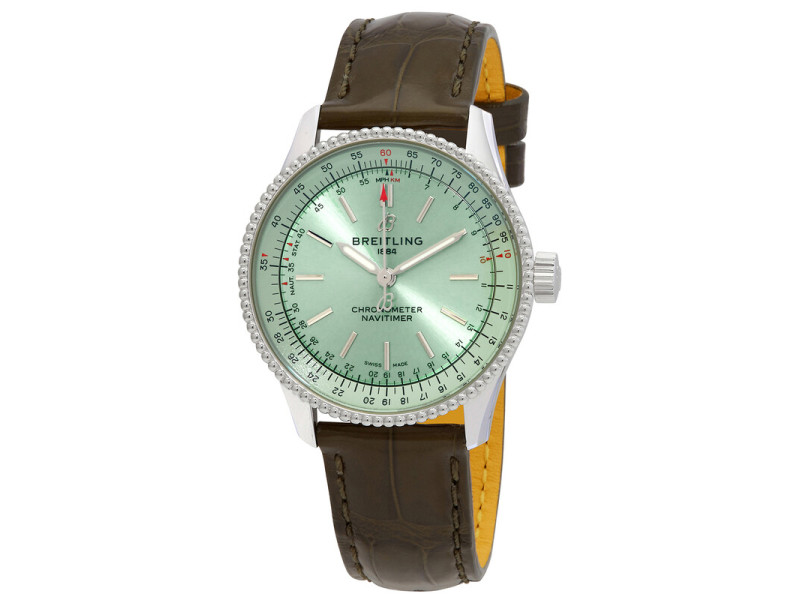 Breitling Navitimer Automatic Chronometer Unisex Watch 43mm Green Leather