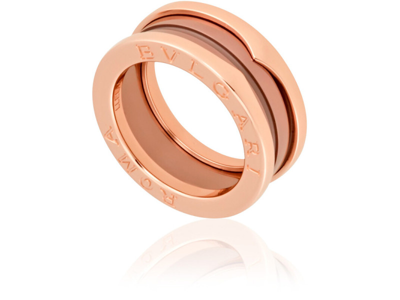 Bvlgari B.Zero1 18k Rose Gold and Cermet 2-Band Ring