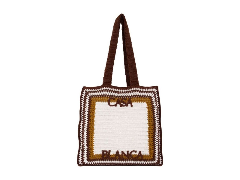 Casablanca Crochet Shopper Tote Bag – Brown