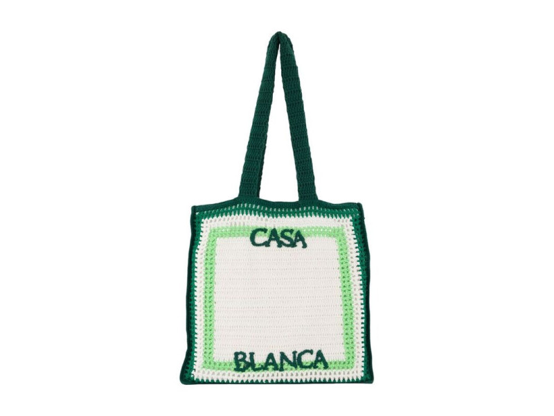 Casablanca Crocheted Cotton Tote Bag — Green
